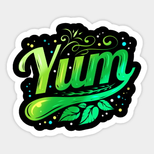 Green Leaves Yum Logo for Vegetarian - Go Vegan Sticker